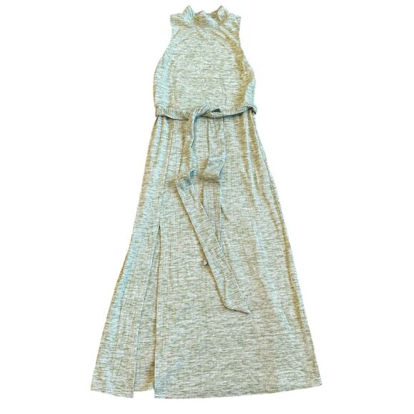 Song of Style Berna Midi Dress Ribbed Stretch Green Marled w/ Belt Size Small - Picture 2 of 12